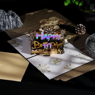 新店低價🔥大促中3d立體生日賀卡燙色折疊祝福創意精緻節日成品卡片diy年齡送朋友