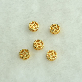 宏雲Hongyun-tl- (10pcs)18k包金鏤空銅錢隔珠 diy手工飾品配件 金色項鍊手鍊串珠隔片材料