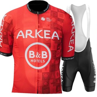 Big SALE Blue ARKEA B&B HOTELS 騎行服套裝夏季法國服裝公路襯衫套裝自行車背帶褲短褲山地車