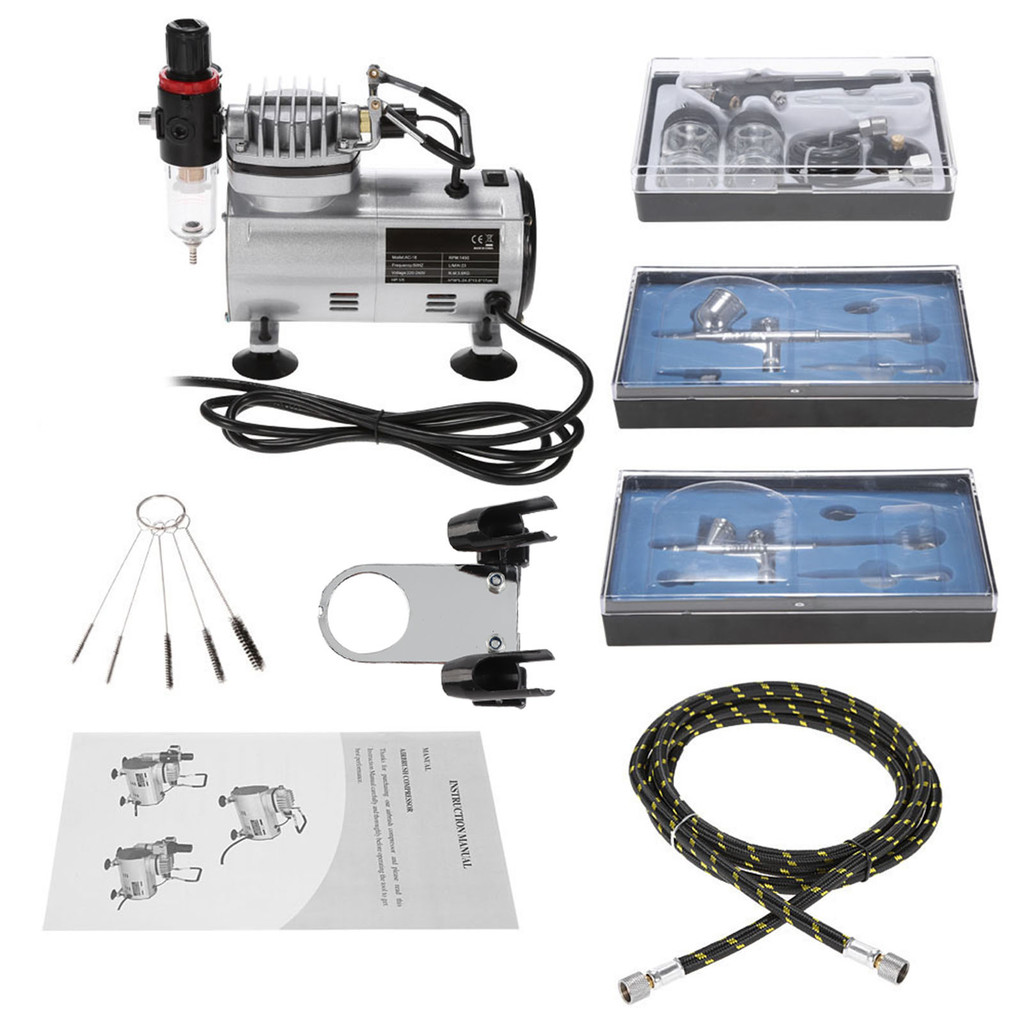 Kkmoon 全新專業 3 噴槍套件,帶空氣壓縮機
