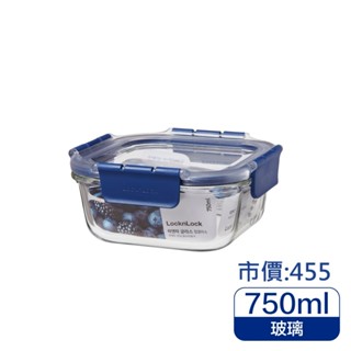 Lock&Lock 樂扣樂扣頂級透明耐熱玻璃保鮮盒（750ML/正方形）