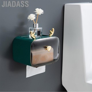 Jiadass 防水衛生紙架可愛桿鹿角透明窗可調式懸掛壁掛式紙巾盒