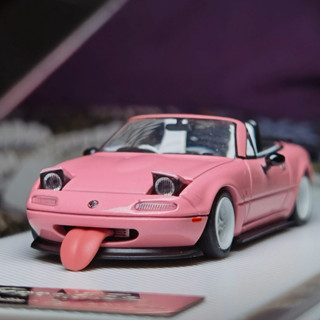 馬自達mx-5閤金模擬燈光迴力汽車模型擺件玩具車敞篷可拆送小舌頭
