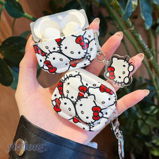 Airpods 4 Pro 2 3 1 耳機套可愛全屏 Hello Kitty 圖案粉色軟 TPU 防震藍芽無線耳塞保護
