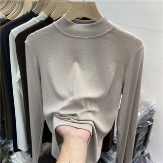 白領麗人 中高領長袖T恤女裝2024秋冬新款洋氣顯瘦緊身內搭打底小衫ins上衣