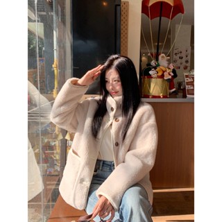 實拍～2024冬季新款加厚皮毛一體羊羔毛外套環保皮草毛毛大衣女