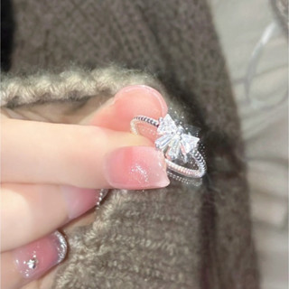 蝴蝶結鋯石開口戒指女小眾設計高階食指戒指精緻戒指戒指