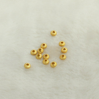宏雲Hongyun-tl- （30pcs/份）- 沙金包金保色4mm扁南瓜隔珠 diy手工飾品配件 金色項手鍊串珠材料