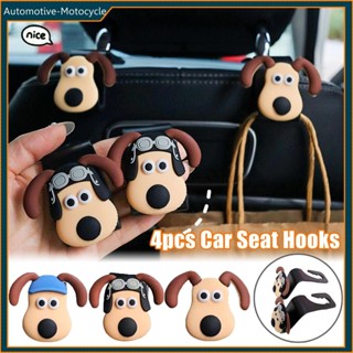 Wallace and gromit 汽車座椅掛鉤後座頭枕掛架 4 件汽車多功能卡通小狗汽車配件 lofutw