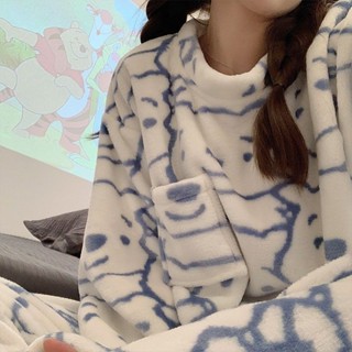 【臺灣熱賣】🌈睡衣女秋冬季加厚加絨珊瑚絨可愛學生法蘭絨冬天可外穿家居服套裝 KK精選
