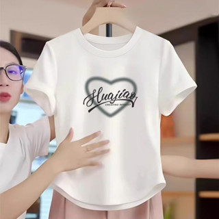 《現貨下單》【店鋪熱銷】白色短版短袖t恤女2025夏季新款不規則弧形下襬設計感小眾上衣潮