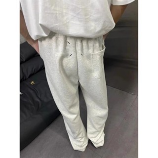MM6 四角標刺繡純色直筒抽繩衛褲休閒運動長褲潮
