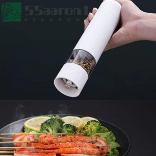 AARON1 電動胡椒和鹽磨機,可調節粗度可見瓶體胡椒研磨機,陶瓷研磨芯電池供電 ABS 香料研磨機餐廳