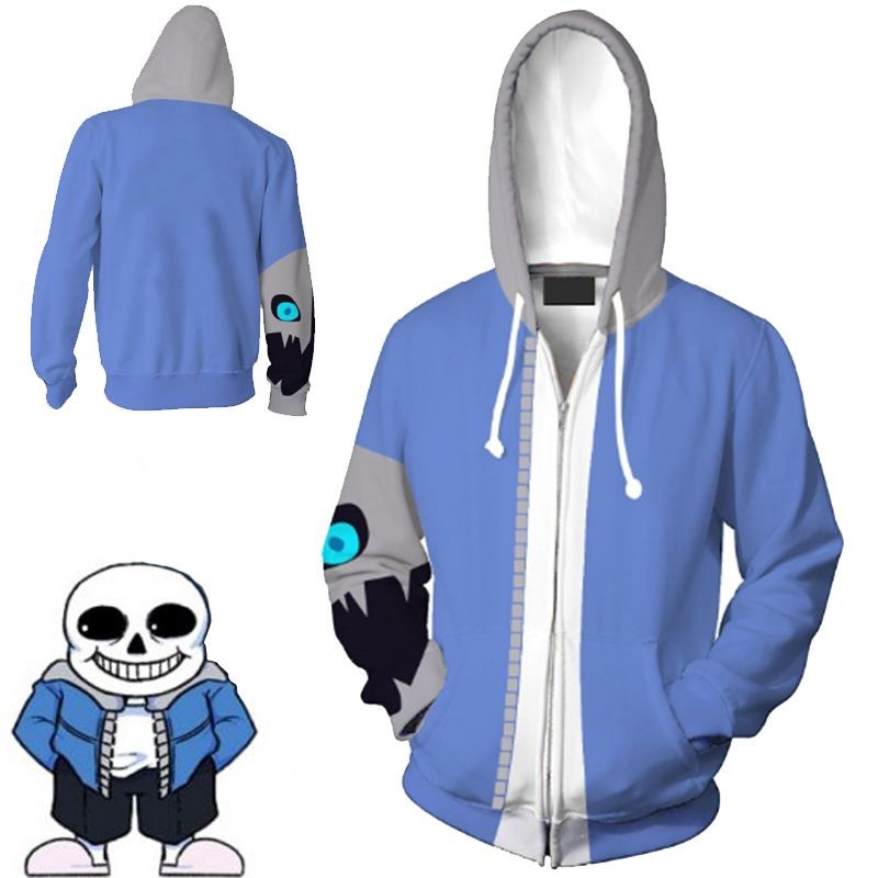 ZST 長袖 Undertale Sans 3D 角色扮演連帽衫拉鍊夾克遊戲角色服裝外套柔軟保暖男女皆宜