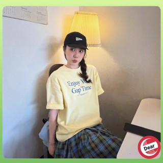 【Dear】夏季新款短袖T恤女中長款寬鬆女裝韓系風字母印花圓領上衣ins