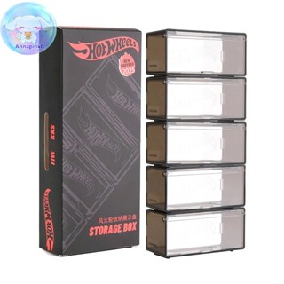 ANAP 5Pcs/Set 透明汽車模型收納盒展示盒合金汽車模型盒兒童玩具可堆疊展示架 EN