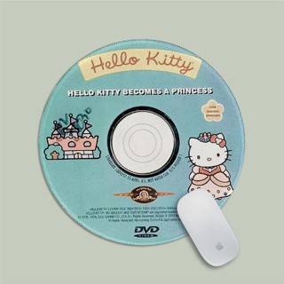 【JC♥HOUSE】Hello kitty 藍色 圓形 滑鼠墊 可水洗 耐臟 防滑 加厚 辦公 文藝 複古 學生
