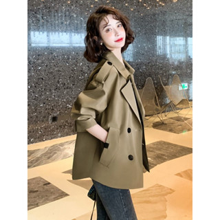 氣質短款風衣外套女款韓版西裝領長袖上衣2024春秋新寬鬆休閒夾剋