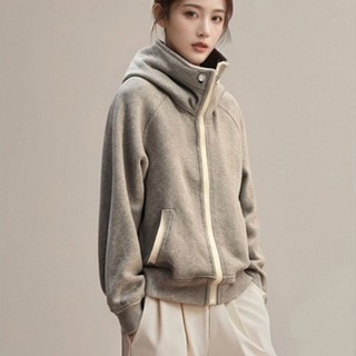 【CHICUP STUDIO】限時快發 棒球服小個子短版灰色小香風連帽2025開春新款立領大學T外套女春秋