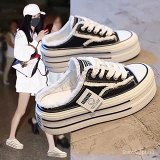 彩虹商行懶人鞋 包頭拖鞋女外穿 帆佈鞋無後跟懶人半拖厚底 穆勒鞋 厚底拖鞋 包頭拖鞋 厚底帆佈鞋