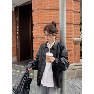 【HOT 本舖】 皮衣外套女短款2024早秋新款港風黑色pu小個子美式復古機車服夾克