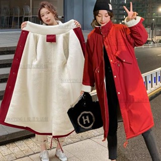 戶外派剋服女中長款大碼胖mm棉衣鼕季加厚保暖棉服羊羔毛工裝外套舒適柔軟親膚保暖性好寬鬆版型個性外套2qvf