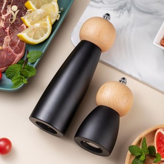 【實木手感】現磨黑胡椒海鹽粒混合研磨器手動家用手搖帶瓶磨花椒胡椒粒調味瓶