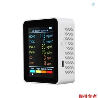Crtw 6 合 1 PM2.5 PM10 HCHO TVOC CO CO2 多功能空氣質量檢測儀一氧化碳甲醛監測儀液晶
