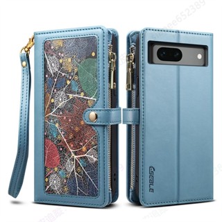 谷歌 拉鏈卡包皮套 真皮手機殼 適用 pixel 9 Pro XL Google pixel 8A 8 7 6 pro