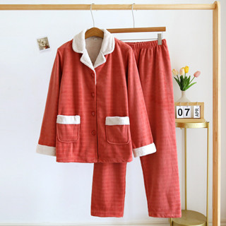 冬季女生睡衣加厚刷毛法蘭絨睡衣家居服冬天居家服套裝女生格子居家服