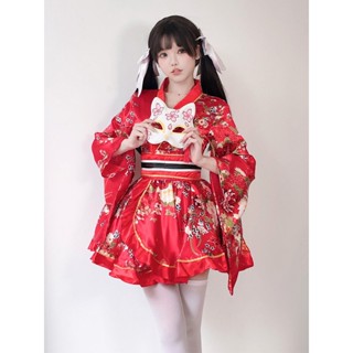 日本正裝傳統和服cosplay服裝夏日和風印花改良浴衣和服女士套裝