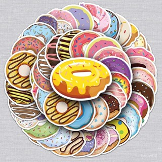 50張甜甜圈塗鴉貼紙卡通甜品小清新DIY滑闆行李箱貼紙防水♥♥
