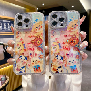 鑽邊系列小動物翻蓋相機保護膜支架 TPU 保護套適用於 Apple IPhone 16 15 14 13 12 11 P