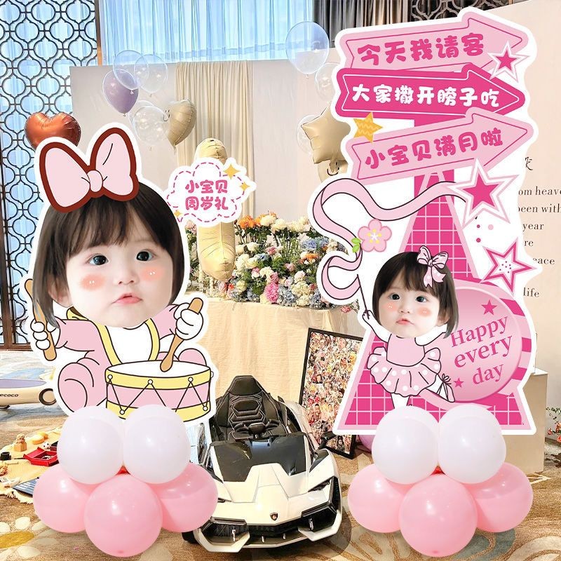 免運 附發票【免費設計 可改繁體字】【米爾哈定製】寶寶生日立牌定製kt闆頭像迎賓牌週嵗百天滿月佈置