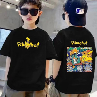 619服裝韓式pokemon皮卡丘character兒童t恤3-12歲女孩男孩短袖t恤上衣套裝青少年兒童t恤棉精梳童裝k