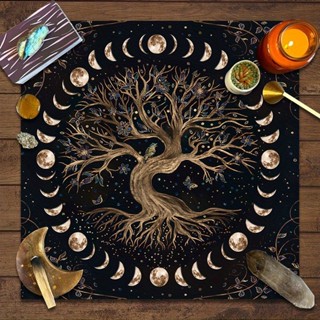 生命之樹塔羅牌桌布,滌綸,月相,占星術,異教徒,巫術,通用,非利潤紙幣,無羽毛,無電使用,適合房間,家居裝飾,U