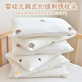幼兒園寶寶午睡純棉枕頭兒童絎縫刺繡枕頭枕套可拆洗四季款