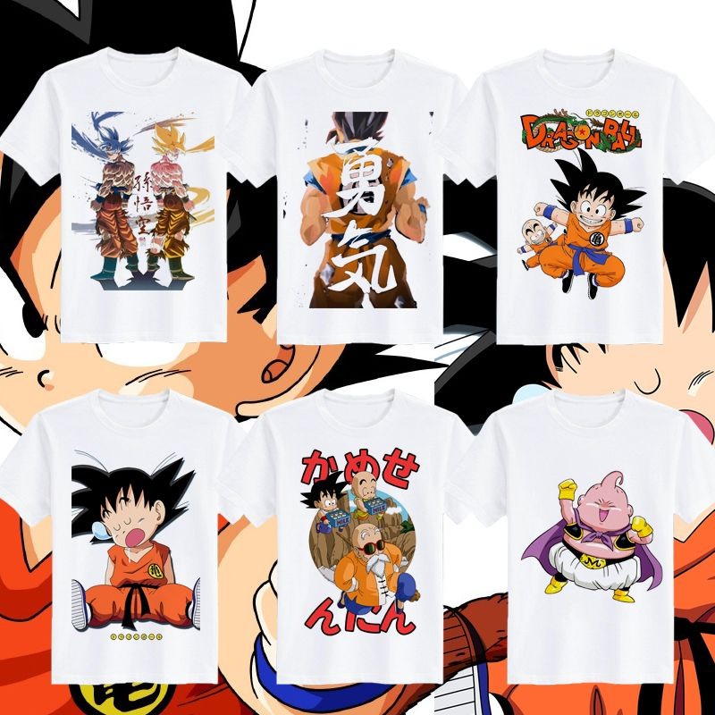 【七龍珠 周邊夏裝】日系七龍珠超DRAGONBALL鳥山明賽亞人兒童孫悟空貝吉塔短袖T恤衫