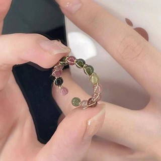 🚀臺灣出貨🚀LaVie Studio同款彩虹碧璽戒指時尚多寶串珠戒指女小眾ins高階感食指戒