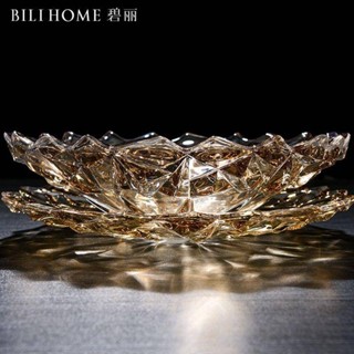 水晶果盤大氣高階感水果盤歐式客廳茶几家用高檔輕奢大號玻璃果盆