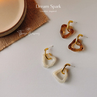 Dream Spark｜焦糖乳酪！S925針14K啞光幾何設計感鏤空亞克力耳環女耳環