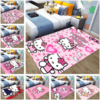 Hello Kitty 三麗鷗日本卡通動漫可愛印花地毯客廳區域大號防滑墊兒童臥室床頭裝飾地墊生日禮物-3