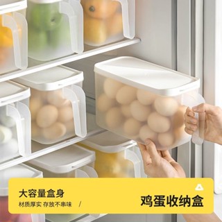 『JK』☆臺灣出貨☆滿199出貨 【5397人收藏】雞蛋收納盒新款家用保鮮冰箱廚房蔬菜食品級透明帶把手雞蛋儲物盒