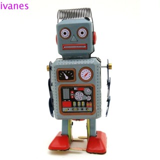 IVANES01上鏈步行機器人,擊鼓機器人玩具模型發條步行玩具,懷舊復古風格鐵金屬復古機械鐘錶