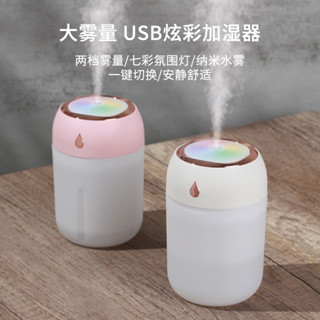 新品創意迷你加濕器 炫彩燈光USB大霧量雙噴納米補水儀家用禮品