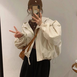 爆款薄荷曼2024連帽夾克春季新款休閒風衣短款小個子寬鬆短外套女
