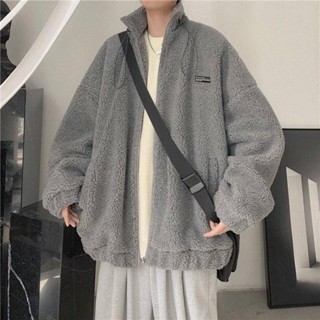 NANS 臺灣現貨 薄外套 外套 2024高質量羊羔絨外套加肥加大韓版寬鬆潮流帥氣男生外套