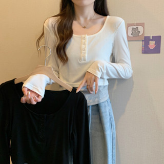 實拍~大碼女裝長袖T恤2024年秋季假兩件修身顯瘦胖mm內搭打底上衣
