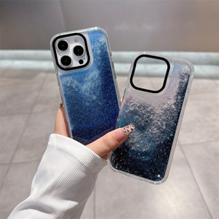 黑色圓形極光兩色流沙防震時尚保護屋手機殼適用於 IPhone 16 15 14 13 Pro Max Plus