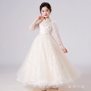 女童禮服宮廷風晚禮服優雅氣質主持人禮服花童禮服蓬蓬網紗七分袖